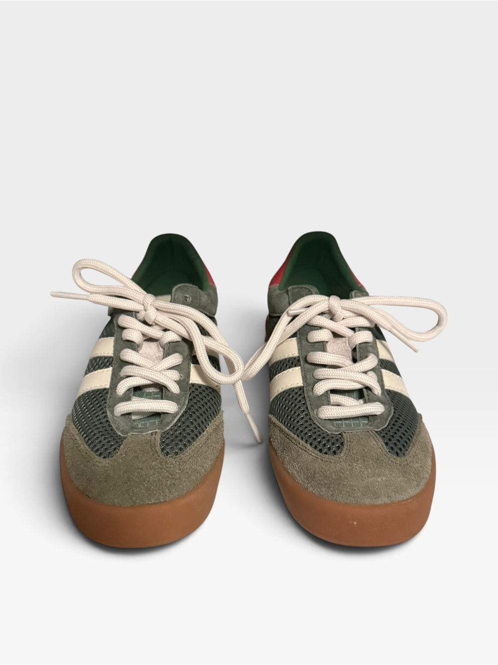 Steve Madden Retro Sneakers Olive Green Mesh Gum Sole Trainers Size 6 Women’s